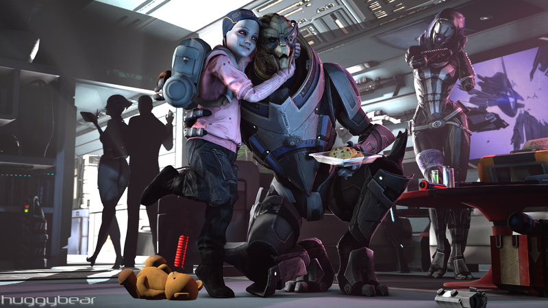 TaliZorah, 2K, Asari, Garrus Vakarian, Huggybear, Mass Effect, Liara TSoni, John Shepard