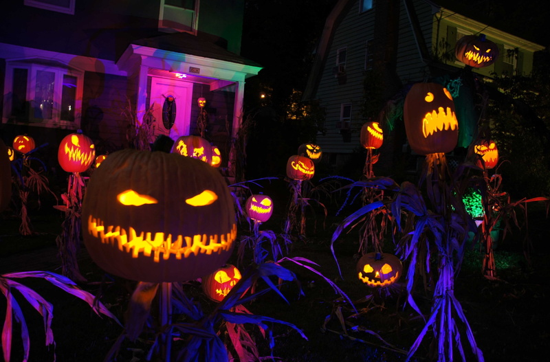 halloween, building exterior, architecture, spooky, food, illuminated, representation, decoration, built structure, celebration, halloween 4k  1080p high quality