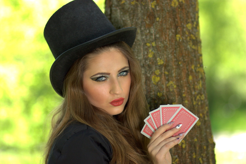cards, luck, woman, black, girl, poker - card game, young women, tree, holding, portrait, hat, fashion, women, hairstyle, one person, beauty, leisure activity