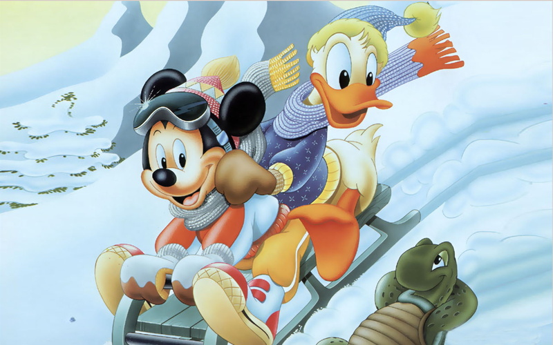 1080P, recreation, mickey, luge, duck, full, mouse, donald, hd, winter