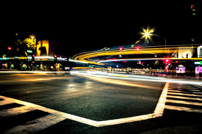 bridge - man made structure, light, speed, united states, street light, building exterior, outdoors, 5K, built structure, long exposure, neon, illuminated