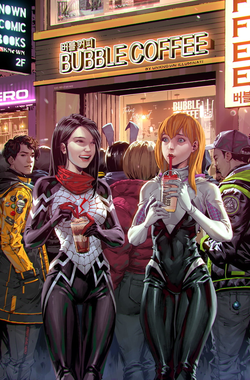 artwork, Gwen Stacy, Silk (Marvel character), two women, 720P, ArtStation, women