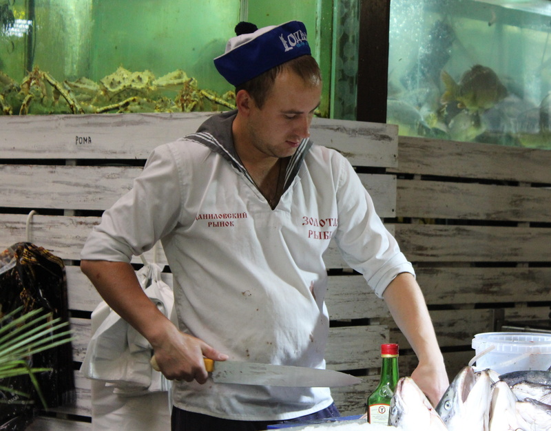 mid adult men, shape, sailor, occupation, butchering, preparing food, cap, freshness, preparation, market, mid adult, day, tunic, front view, 4K, men