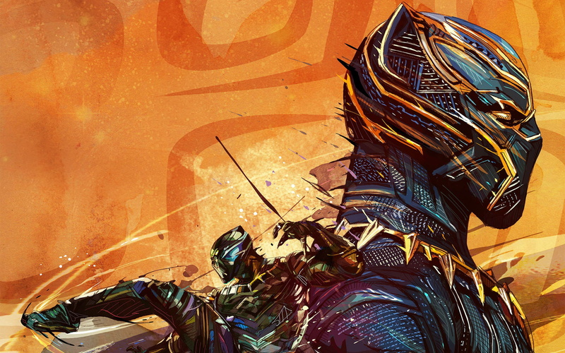 art, costume, 2K, figure, comic, Black Panther, fiction, MARVEL, mask, background