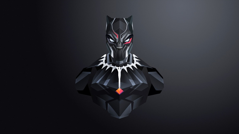 2K, black background, comic, mask, costume, MARVEL, Black Panther, art