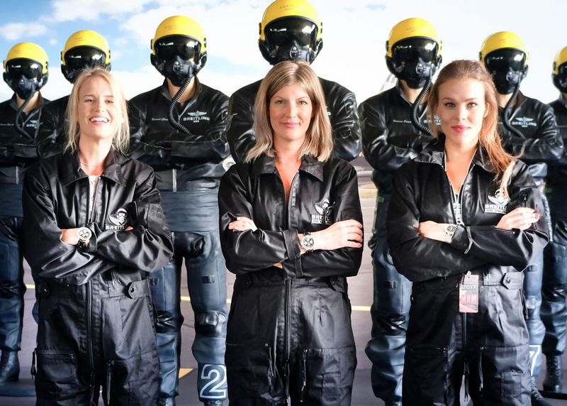mid adult, commercial, Breitling, brunette, people, watch, black clothing, overalls, protection, men, blonde, helmet, indoors, portrait, young adult, clothing