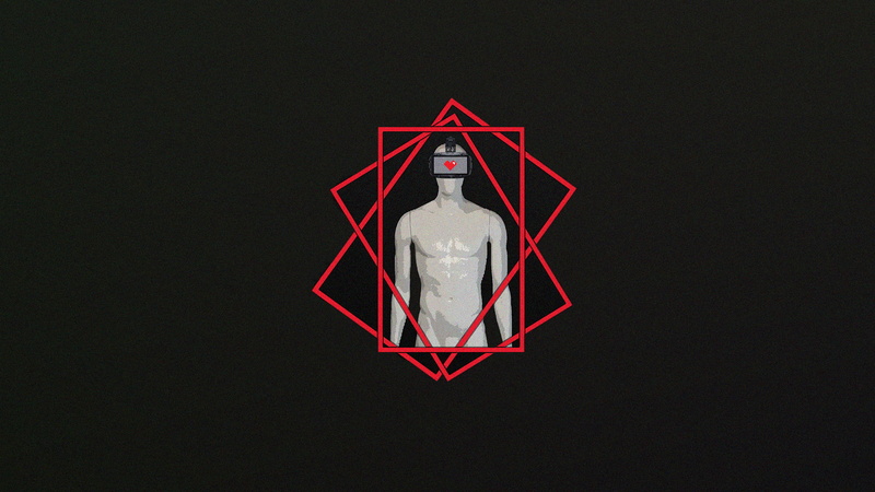 Mannequin, 1080P, virtual reality, love, Virtual Reality Headset, geometric figures, black, red, simple background, geometry