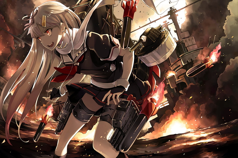 anime girls, blonde, Kantai Collection, Yuudachi (KanColle), 1080P