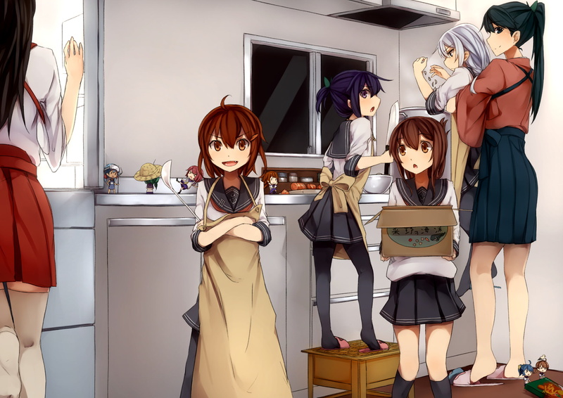 Akatsuki (KanColle), Houshou (KanColle), anime girls, 1080P, Kantai Collection, Inazuma (KanColle), Hibiki (KanColle), Akagi (KanColle), Ikazuchi (KanColle)