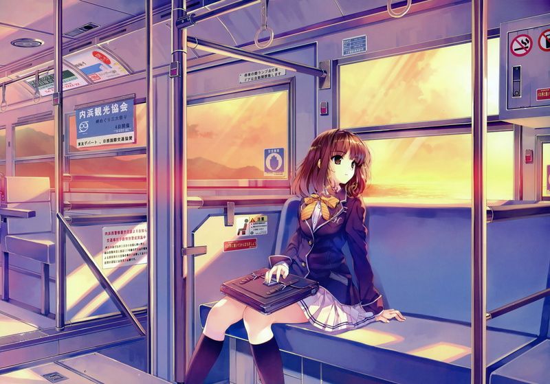 nature, uniforms, misaki, art, sasa, shading, motomete, 5K, wo, kurehito, sunsets, sunset, trains, hd, school uniforms, school, games, soft, mirai, ushinawareta