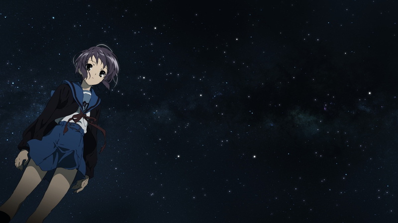 dark, digital composite, sky, real people, star, galaxy, young women, nature, scenics - nature, leisure activity, Nagato Yuki, women, lifestyles, night