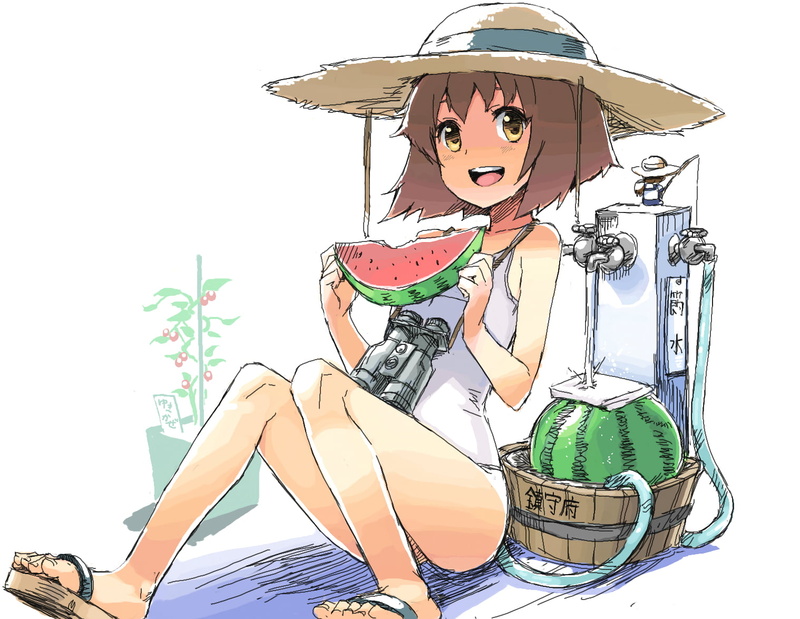 females, 720P, Yukikaze (KanColle), young adult, beautiful woman, beauty, human representation, young women, women, sun hat, representation, holding, Kantai Collection