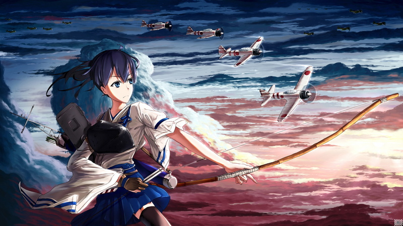 bow, anime girls, 1080P, Kaga (KanColle), Japanese clothes, Kantai Collection, anime, weapon
