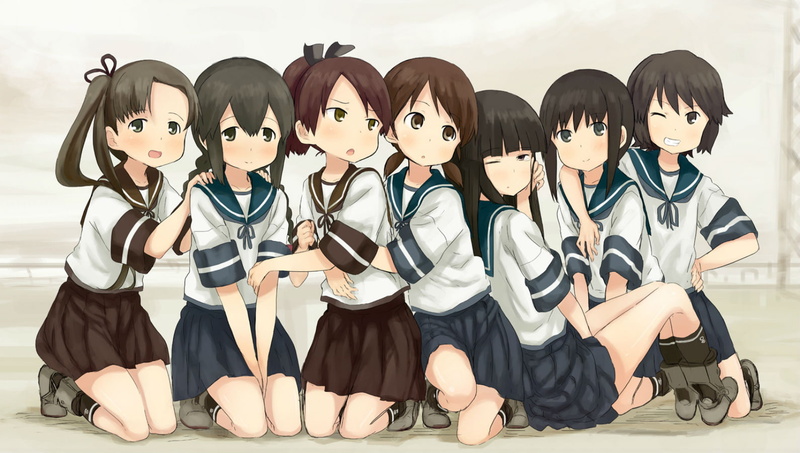 ayanami, hatsuyuki, kantai, fubuki, isonami, miyuki, kancolle, collection, 720P, abe, kanari, seifuku