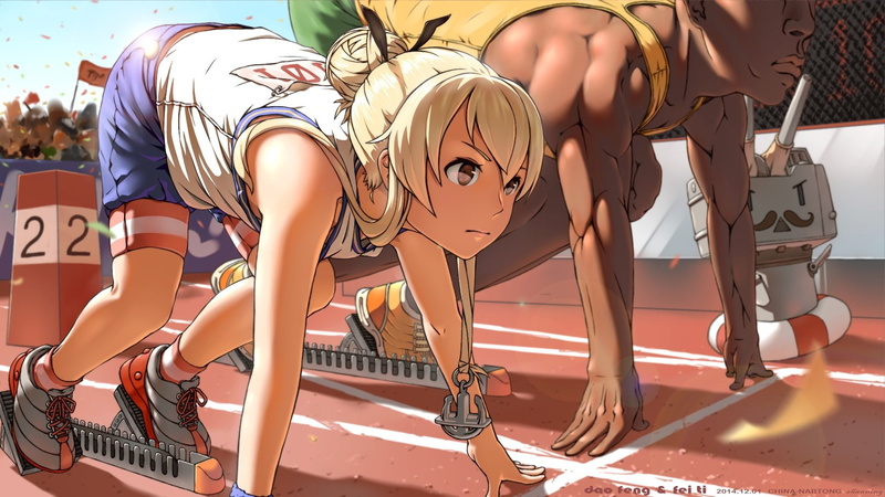 sport, (kancolle), collection, kantai, skin, 1080P, hair, dark, blonde, uniform, long, gym, brown, yan, wan, shorts, socks, rensouhou-chan, eyes, male