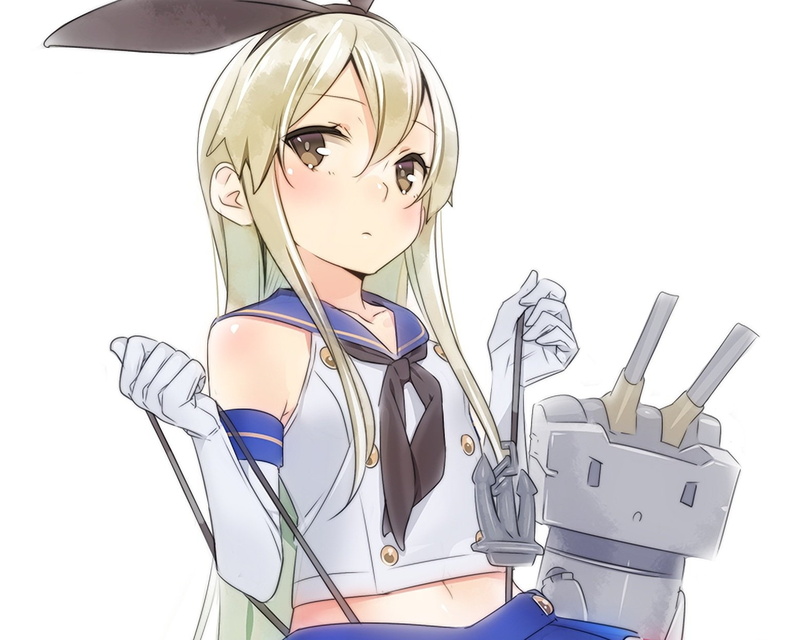 Yellow Eyes, Kantai Collection, 720P, Headband, Glove, Blush, Long Hair, Rensouhou-chan, Skirt, Shimakaze (Kancolle), Robot, Blonde, Anime, Girl
