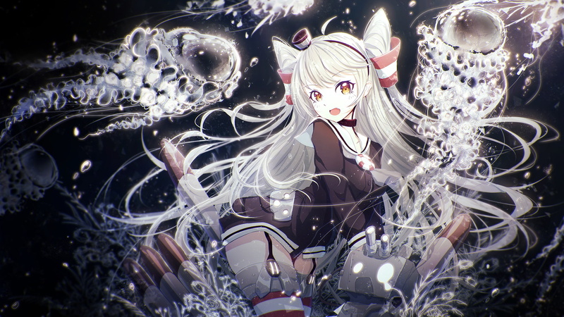 long hair, Kantai Collection, Amatsukaze (Kancolle), 1080P, gray hair, anime girls