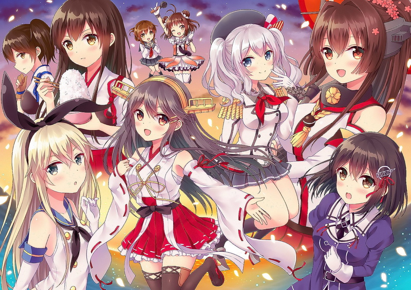 Kashima (Kancolle), Inazuma (Kancolle), Naka (Kancolle), Shimakaze (Kancolle), 1080P, Kongou (Kancolle), Akagi (Kancolle), Kantai Collection, Yamato (Kancolle)