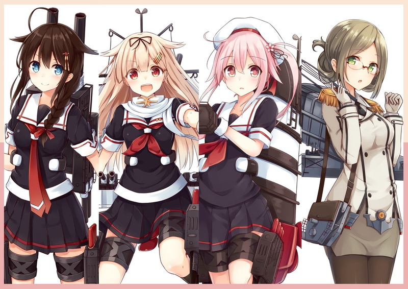 katori, anime, anime girls, 720P, kancolle, shigure, girls, harusame, yuudachi, 1517x1074