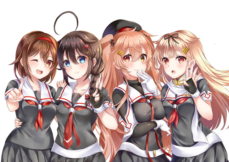 Shiratsuyu (Kancolle), Yuudachi (Kancolle), 1080P, Shigure (Kancolle), Murasame (Kancolle), Kantai Collection, Anime