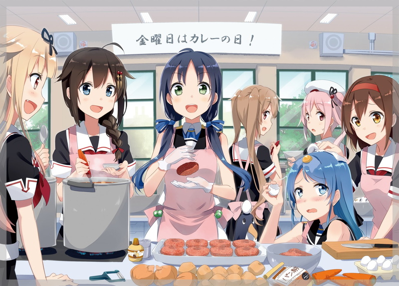 Shiratsuyu (Kancolle), Apron, Shigure (Kancolle), Anime, Murasame (Kancolle), Samidare (Kancolle), Kantai Collection, Suzukaze (Kancolle), Yuudachi (Kancolle)