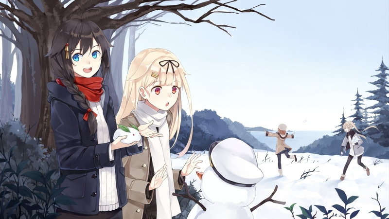anime kantai collection murasame kancolle shigure kancolle shiratsuyu kancolle yuudachi kancolle snow, 720P