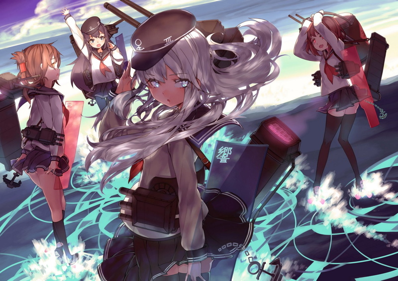 Ikazuchi (Kancolle), Hibiki (Kancolle), Inazuma (Kancolle), Anime, 1080P, Kantai Collection, Akatsuki (KanColle)