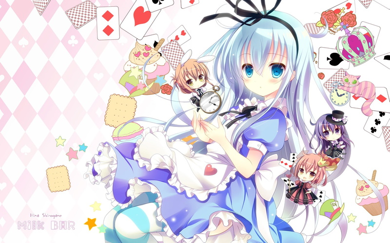 Alice in Wonderland, Akatsuki (KanColle), Kantai Collection, long hair, Inazuma (KanColle), 1080P, Hibiki (KanColle), animal ears, anime girls, loli, chibi