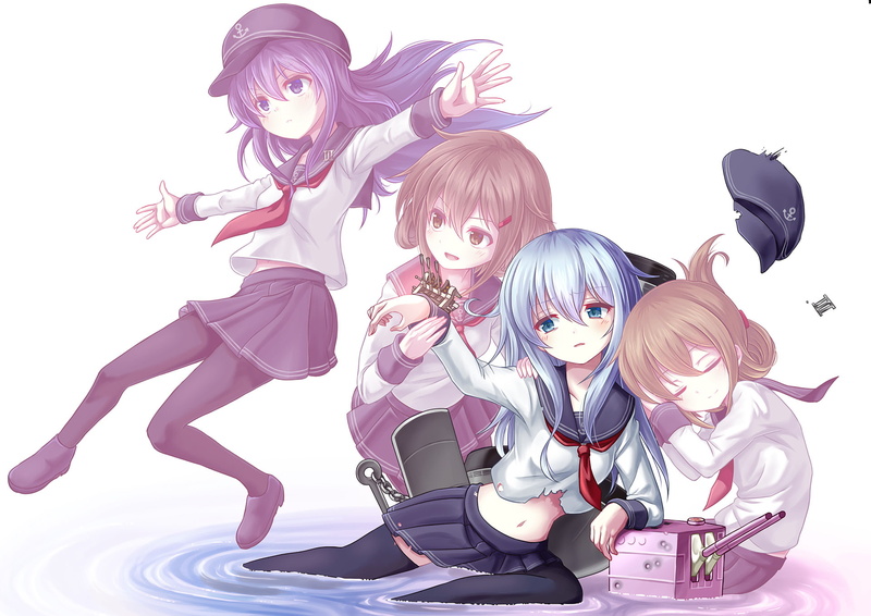 Anime, Akatsuki (KanColle), Hibiki (Kancolle), Inazuma (Kancolle), 1080P, Kantai Collection, Ikazuchi (Kancolle)