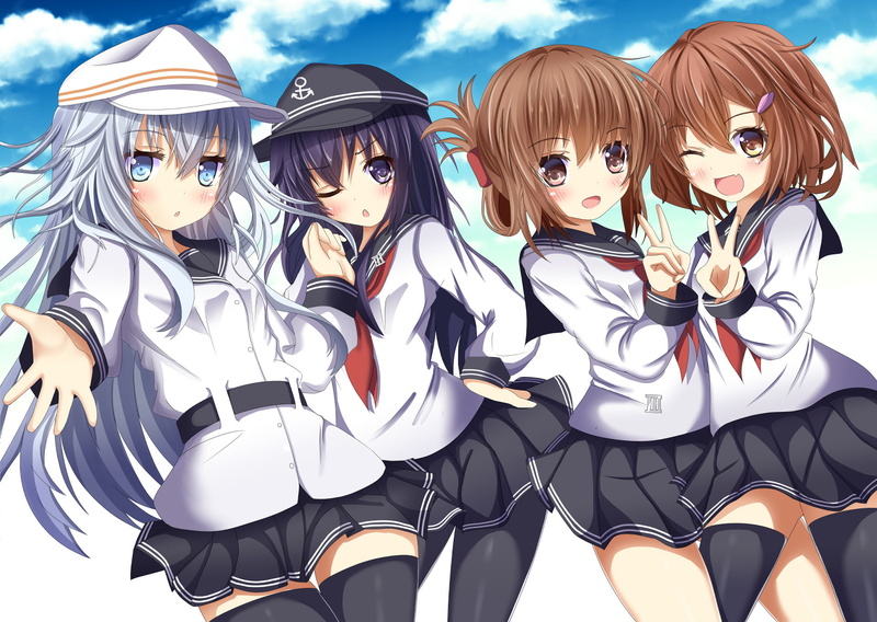 1080P, Anime, Inazuma (Kancolle), Ikazuchi (Kancolle), Kantai Collection, Hibiki (Kancolle), Akatsuki (KanColle)