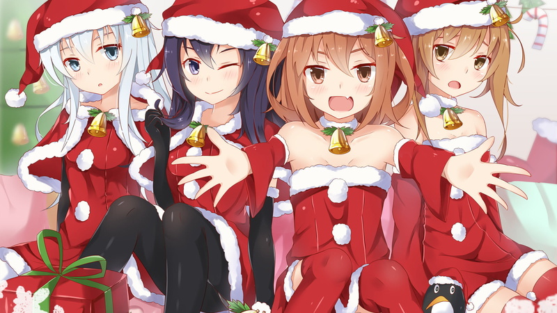 Akatsuki (KanColle), Hibiki (Kancolle), Ikazuchi (Kancolle), Christmas, Kantai Collection, Inazuma (Kancolle), Anime, 1080P
