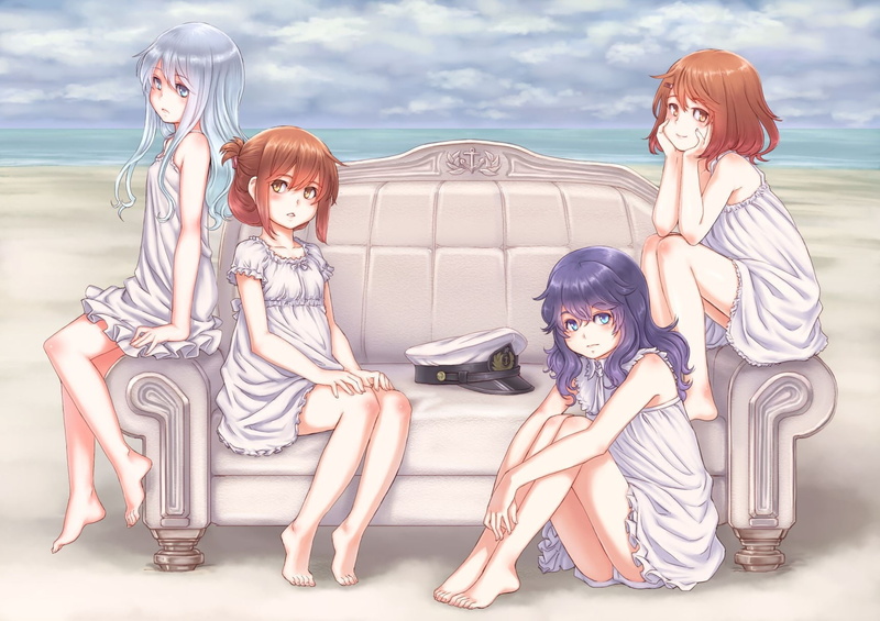 Inazuma (KanColle), Anime Girls, Ikazuchi (KanColle), Hibiki (KanColle), 720P, Akatsuki (KanColle), Kantai Collection