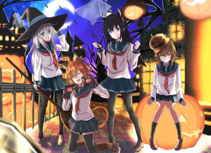 Akatsuki (KanColle), Inazuma (Kancolle), 1080P, Ikazuchi (Kancolle), Kantai Collection, Anime, Hibiki (Kancolle)