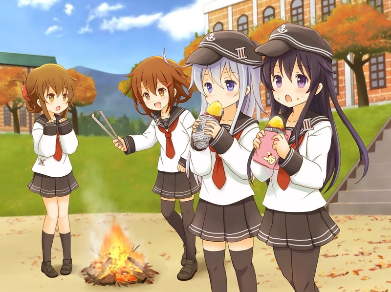 Kantai Collection, Akatsuki (KanColle), Ikazuchi (Kancolle), Anime, 1080P, Hibiki (Kancolle), Inazuma (Kancolle)