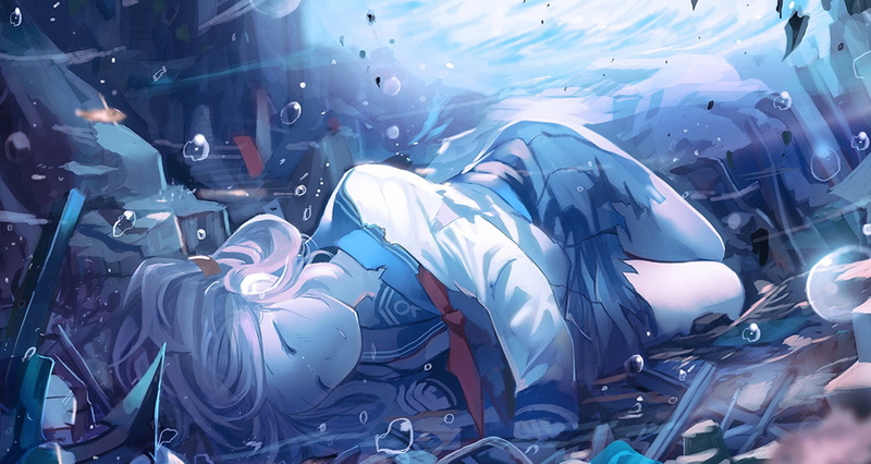 Anime, Kantai Collection, School Uniform, Bubble, 720P, Water, Inazuma (Kancolle)