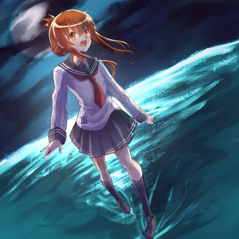 females, blue, school uniform, beautiful people, lifestyles, sea, clothing, 1080P, floating on water, swimming pool, Anime, adult, inazuma, nature, beauty