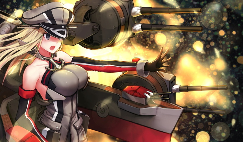 collection, hat, kantai, gloves, long, kancolle, 720P, black, blonde, eyes, yilan, bismarck, uniform, hair