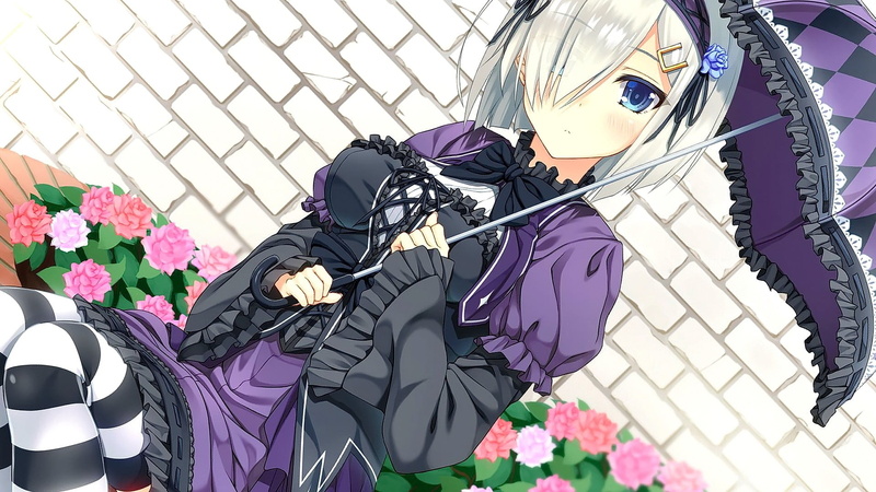 umbrella, purple, Hamakaze (KanColle) , beauty in nature, obscured face, nature, real people, Kantai Collection, anime girls, 1080P, one person, outdoors