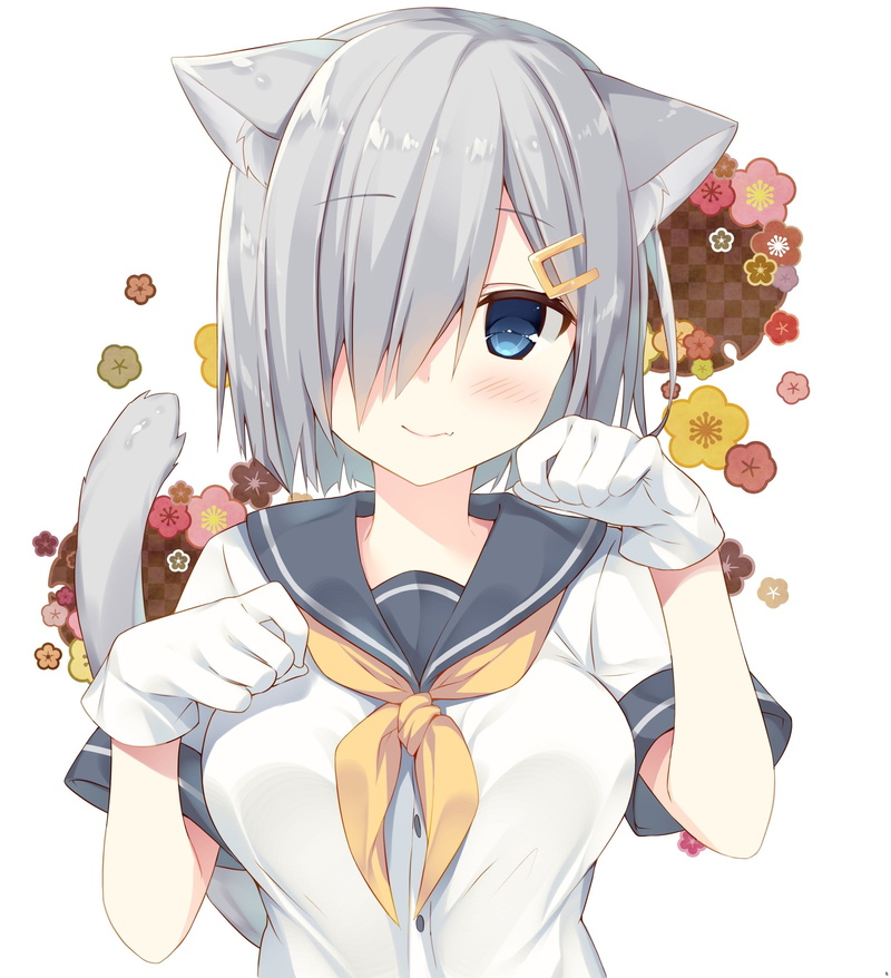 anime girls, 2K, indoors, anime, animal ears, representation, tail, table, creativity, front view, sunglasses, short hair, food and drink, Hamakaze (KanColle) 
