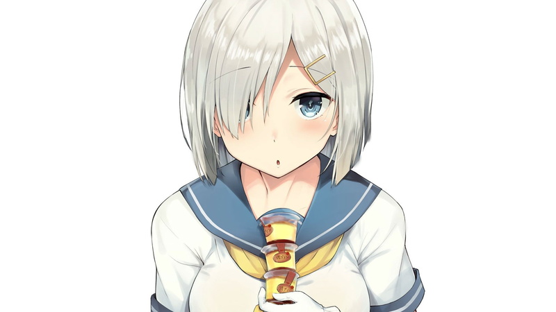 Kantai Collection, anime girls, white hair, Hamakaze (KanColle), 1080P