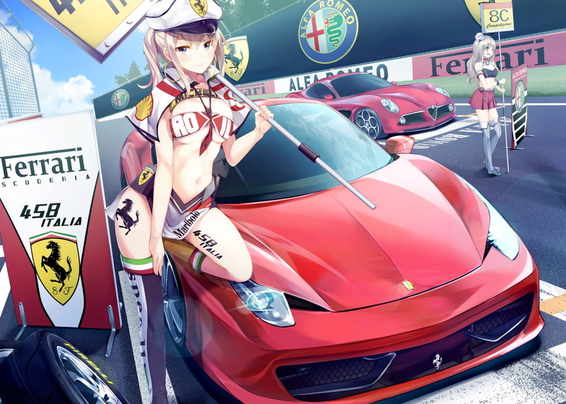graf zeppelin, human representation, outdoors, land vehicle, Anime, leisure activity, transportation, motor vehicle, people, sports, real people, day, lifestyles