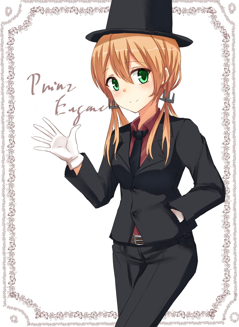 business person, front view, long hair, Prinz Eugen (KanColle), human face, men, hat, portrait, businessman, looking at camera, suit, women, Kantai Collection