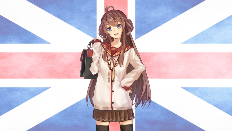 1080P, british flag, Kongou (KanColle)