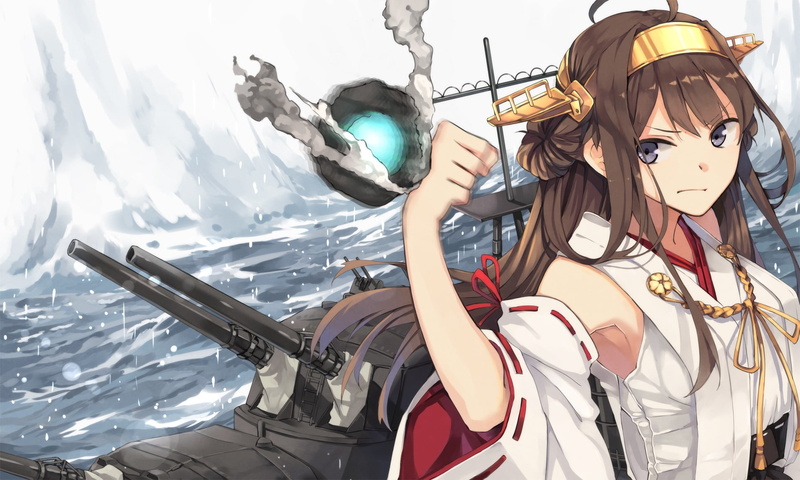 nature, representation, Japanese clothes, technology, water, sport, brunette, Kongou (KanColle), lifestyles, holding, winter, day, anime, anime girls, sunlight