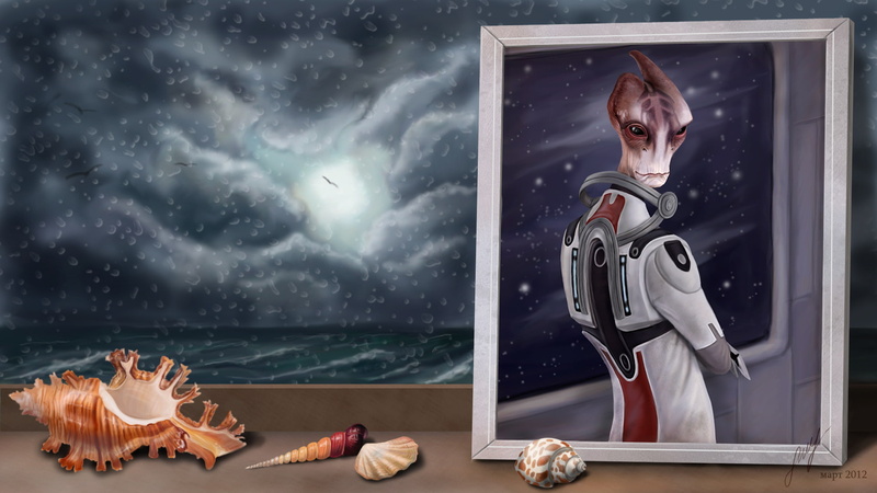art, solus, 1080P, mordin, worlds, universe, aliens, sky, scientist, clouds, sci, fiction, effect, salarianets, picture, portrait, mass