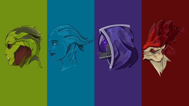 Liara TSoni, purple, TaliZorah, digital composite, blue, art and craft, Mass Effect, body part, vibrant color, colored background, Thane Krios, indoors
