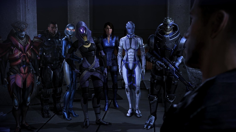 side by side, Liara TSoni, Ashley Williams, human representation, group of people, James Vega, protection, performance, EDI (Mass Effect), Mass Effect