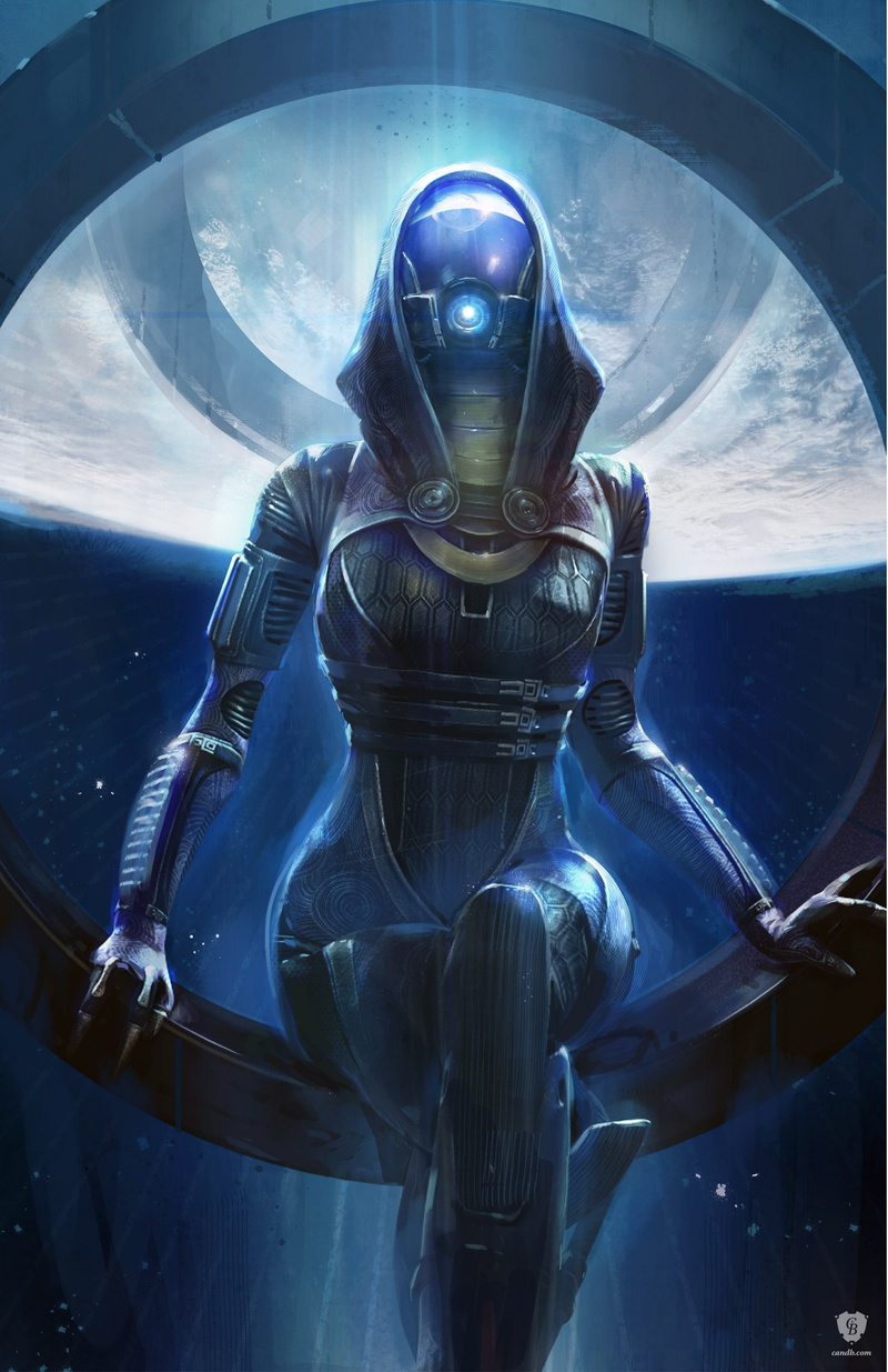 TaliZorah, artwork, Mass Effect, video games, 1080P, Benjamin Huen