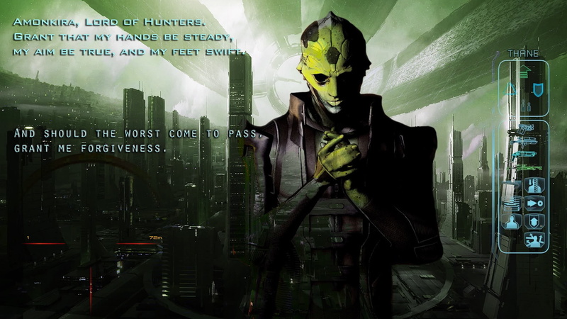 video game characters, space, 1080P, Mass Effect, Thane Krios, green