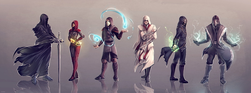 business, full length, gray background, individuality, studio shot, dishonored assassins creed mass effect the elder scrolls the legend of korra the lord of the rings hoods ezio auditore da firenze kasumi goto dragonborn